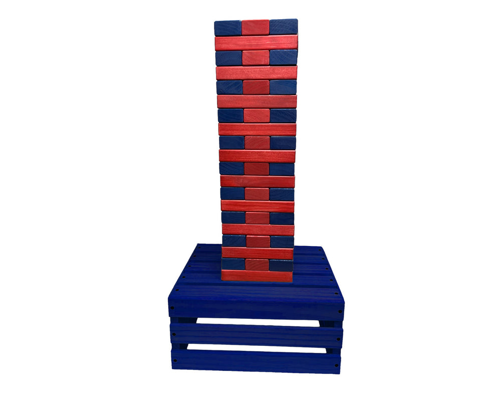 Colorful Premium Giant Toppling Timbers with Navy Crate- Choose Your Colors!